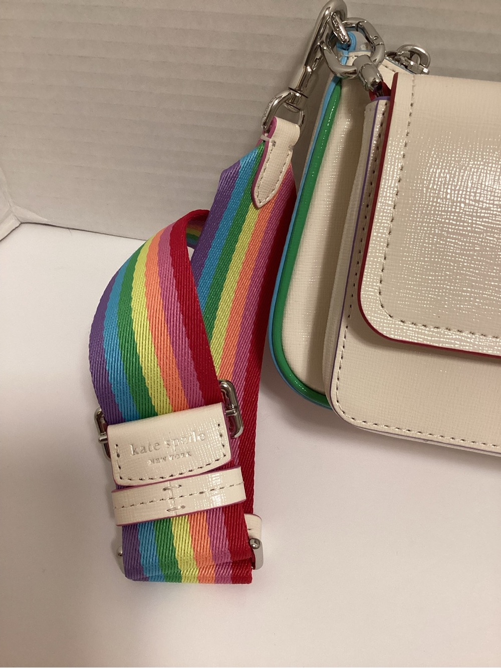 kate spade White Crossbody Two Bag Combo with Rainbow Strap, NWOT - Picture 3 of 16